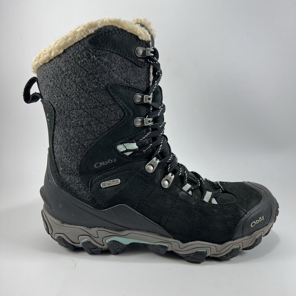 Oboz Bridger 9'' Insulated Waterproof Dry Snow Boots Tall Womens Size 8.5 Black